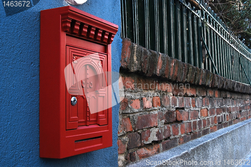 Image of Post box on brick wall