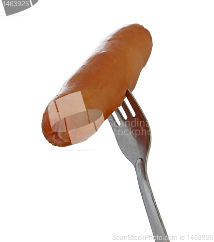 Image of sausage on a fork