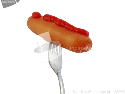 Image of sausage with ketchup