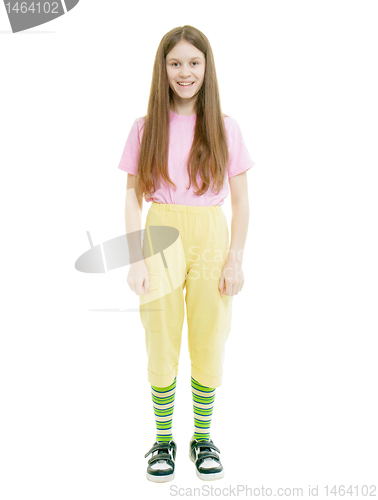 Image of Teen girl on the isolated white background