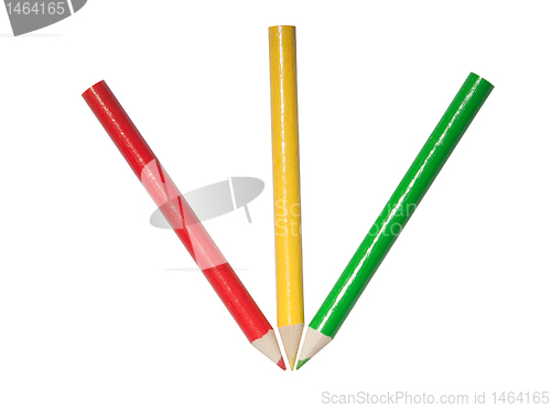 Image of red yellow green pencils