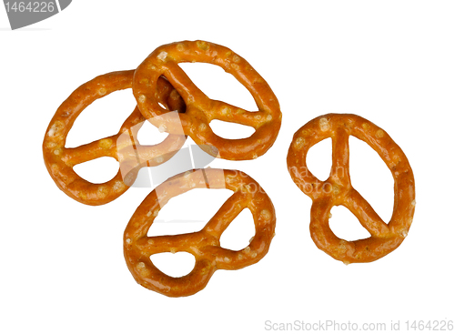 Image of four pretzel isolated on white background