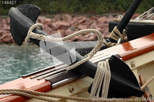 Image of Ship's anchor on deck