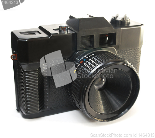 Image of black primitive plastic camera 
