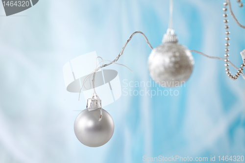 Image of silver christmas baubles