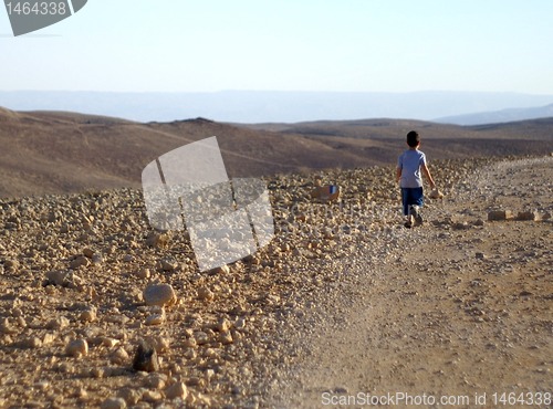 Image of walking alone in desert