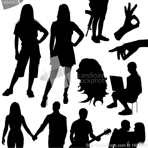 Image of set of different silhouettes people