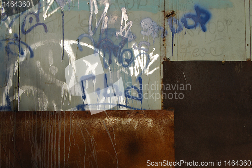 Image of Grungy sheet iron construction wall