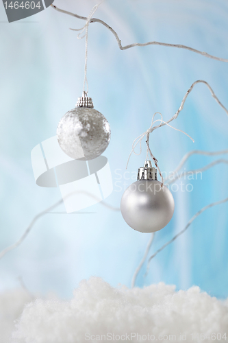 Image of silver christmas baubles