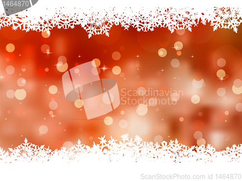 Image of Orange background with snowflakes. EPS 8
