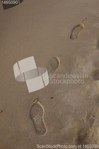 Image of Human trace of a foot on sand