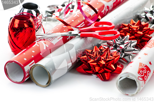 Image of Christmas wrapping paper rolls