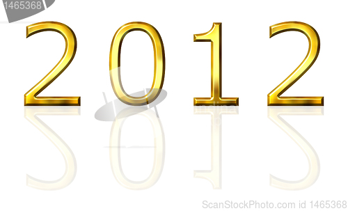 Image of Year 2012 3d golden with reflection