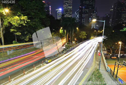 Image of traffic in city at night