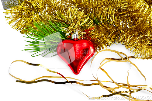 Image of Christmas heart with pine branch