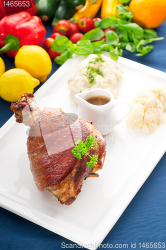 Image of original German BBQ pork  knuckle