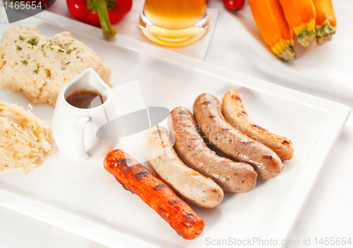 Image of selection of all main type of german wurstel saussages