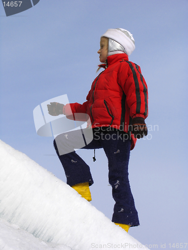 Image of Young girl on ice slope