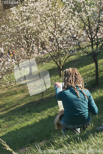 Image of Artist creating landscape