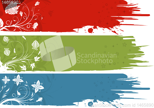 Image of Three grunge flower background