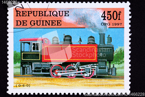 Image of  Guinea Train Postage Stamp Old Railroad Steam Engine Locomotive