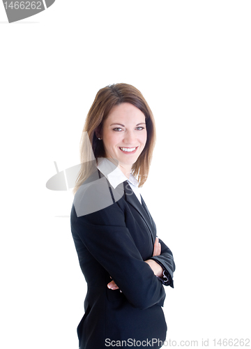 Image of Smiling Confident Caucasian Business Woman Suit, Arms Crossed