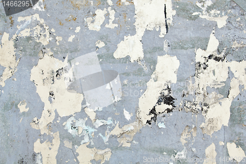 Image of XXXL Full Frame Grungy Gray Metal with Peeling Paper Scraps