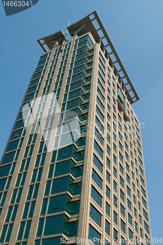 Image of Modern Skyscraper Office Building Shanghai China Blue Sky Backgr