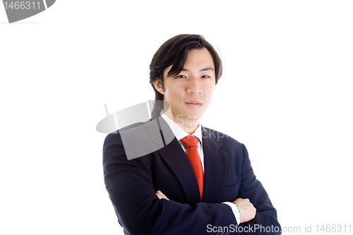 Image of Serious Asian Businessman Crossed Arms Isolated on White Backgro