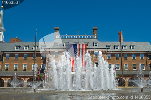 Image of Colonial Revival City Hall Alexandria Virginia American Flag Fou