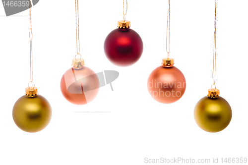 Image of Pastel Pink Green Red Christmas Balls Isolated