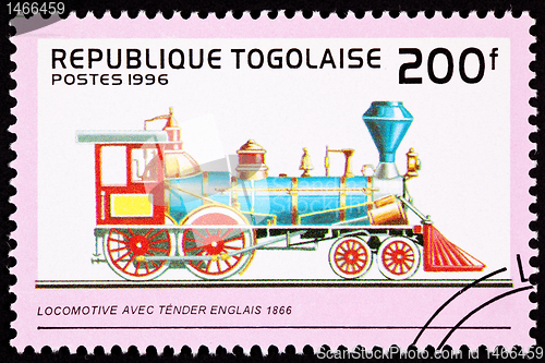 Image of Canceled Togo Postage Stamp Old English Railroad Steam Engine Lo