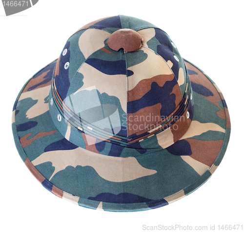 Image of Camouflage Pith Helmet Isolated White Front View