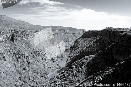 Image of Black White Rio Grande River Gorge New Mexico