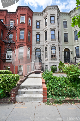 Image of Italianate Style Row Homes Houses Washington DC Wide Angle