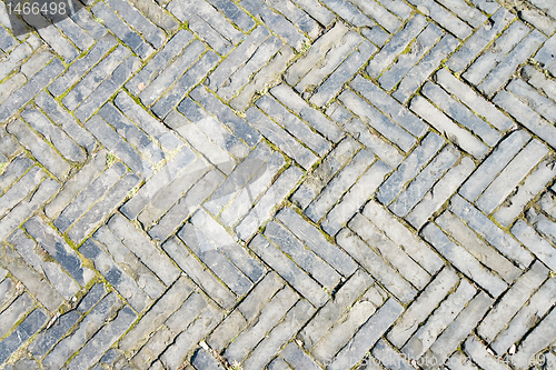 Image of Full Frame Zigzag Brick Pattern, Sidewalk in Old Shanghai China