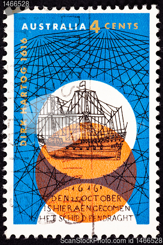 Image of Canceled Australian Postage Stamp Dutch Dirk Hartog Sailing Ship