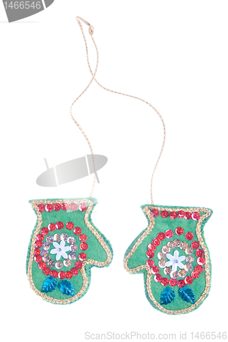 Image of Christmas ornament in the shape of a pair of mittens