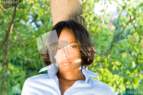 Image of Sultry Look from African American Woman Outside