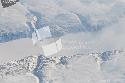 Image of Aerial Frozen River Cliff Showing Erosion Baffin Island, Canada