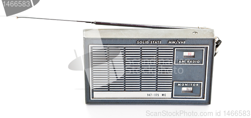 Image of Vintage AM and Police Band Transistor Radio On White Background