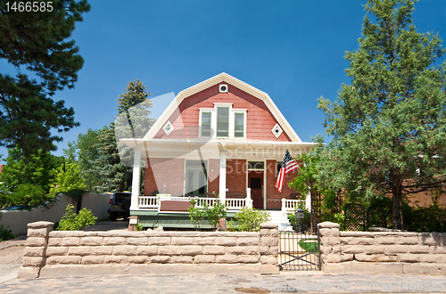 Image of Dutch Colonial Clapboard House Home Santa Fe, New Mexico