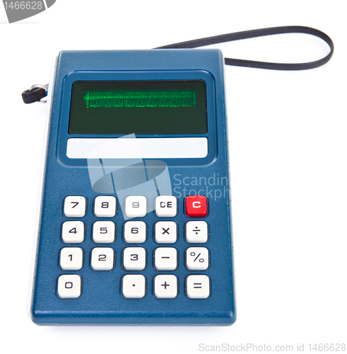Image of 1970's Vintage Plug-in Calculator with Strap Handle Isolated on 