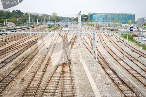 Image of Railroad Train Yard and Tracks Geneva Switzerland