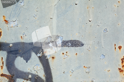 Image of Full Frame Peeling Gray Paint Rust Metal Graffiti
