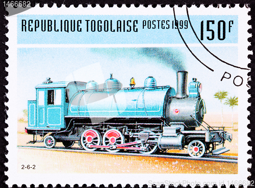 Image of Canceled Togo Train Postage Stamp Old Railroad Steam Engine Loco