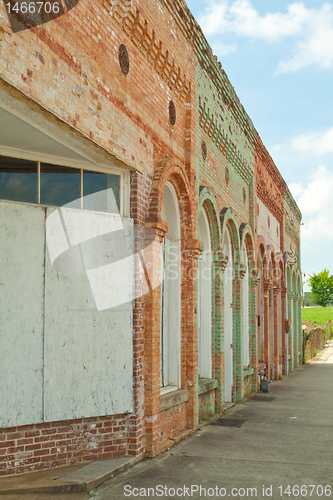 Image of Boarded Up Weathered Vintage Store Front Facade, South Carolina