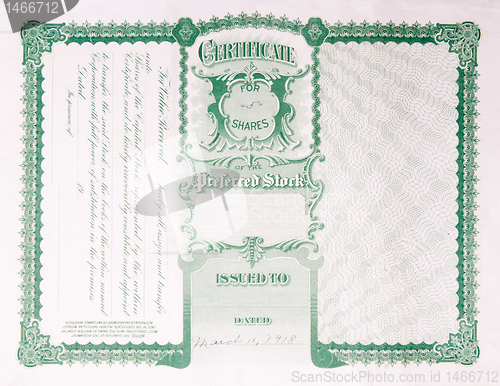 Image of Back Side Reverse Old U.S. Paper Stock Certificate