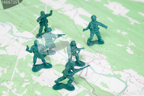 Image of Plastic Army Men Fighting Battle Topographic Map