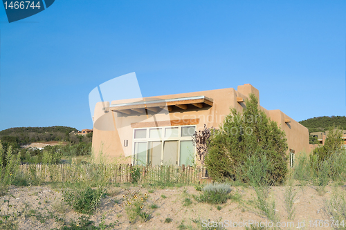 Image of Modern Spanish Pueblo Revival Architecture House, Suburban Santa
